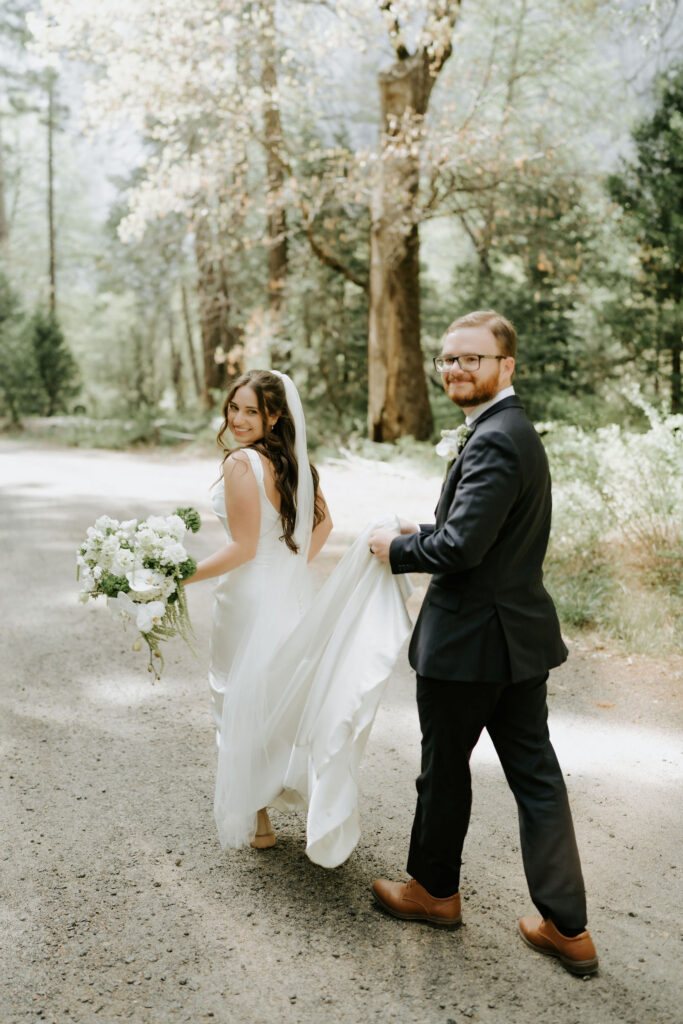 Cute picture of the bride room, heading to their ceremony