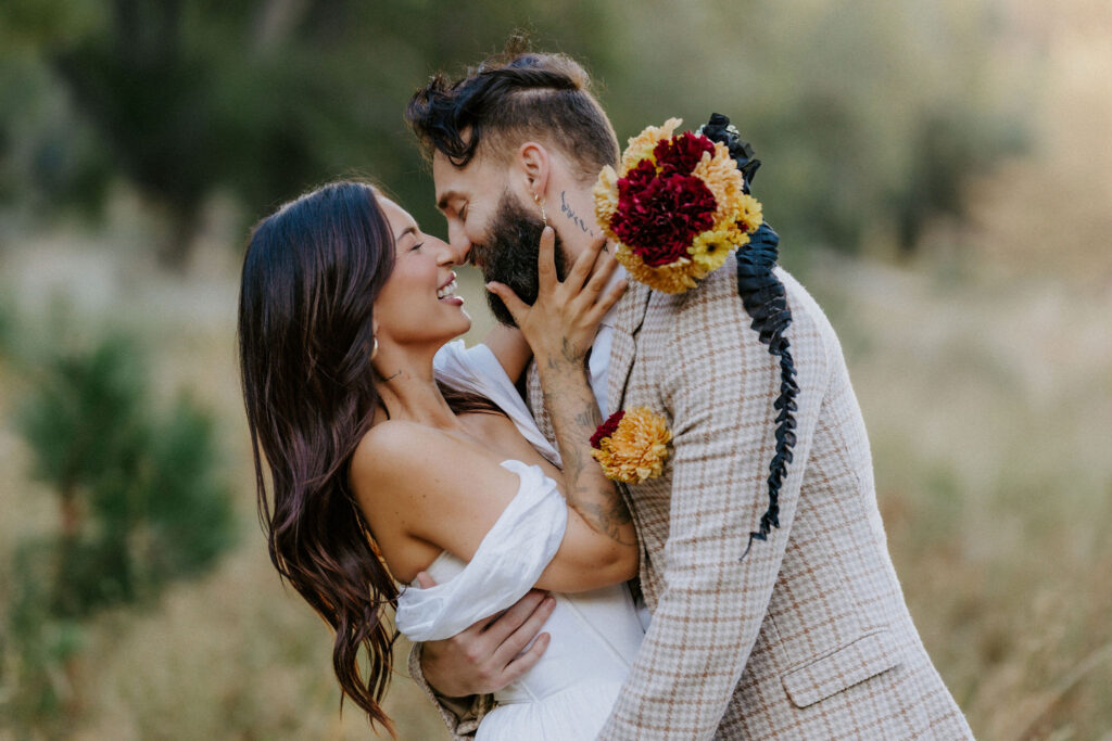 Picture of the bride groom, laughing with each other