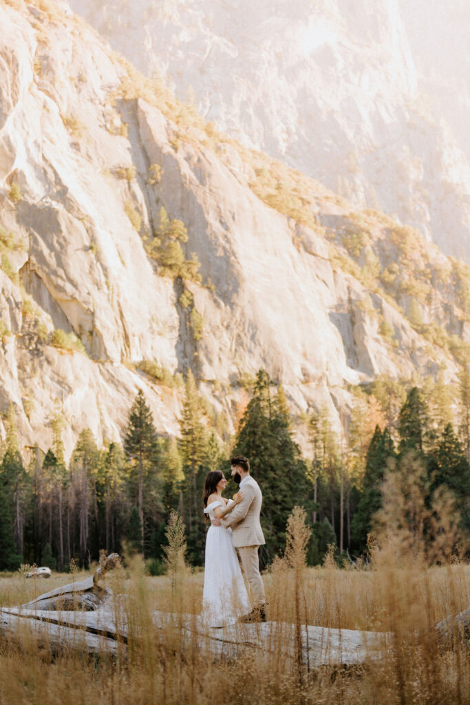 Portrait of the newlyweds hugging