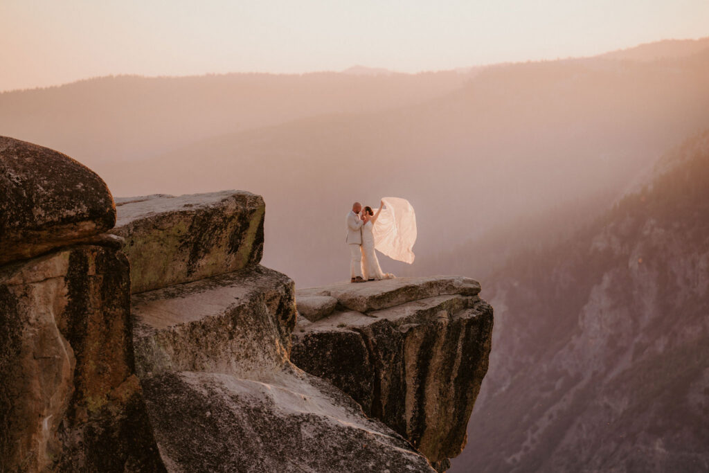 bride and groom at their golden hour portraits