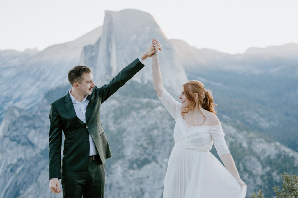 cute picture of the bride and groom laughing with each other during their photoshoot