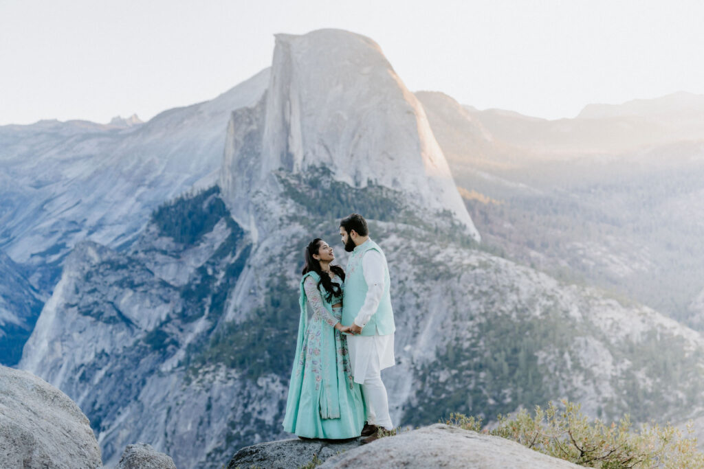 wedding portrait at Glacier Point in Yosemite