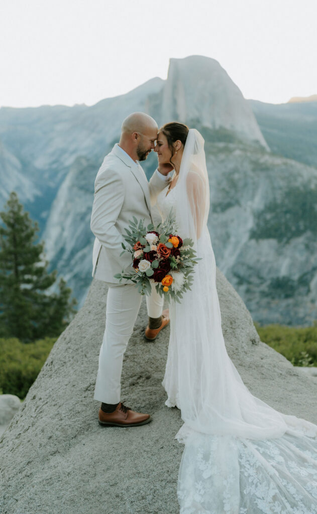 cute picture of the bride and groom smiling at each other