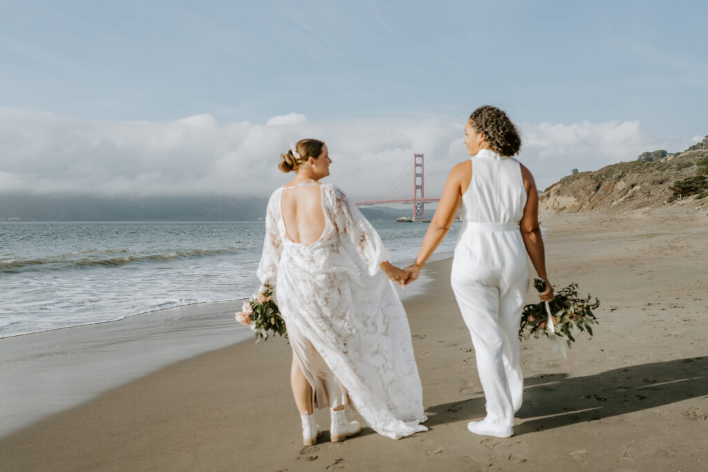 adventure elopement on san francisco beach