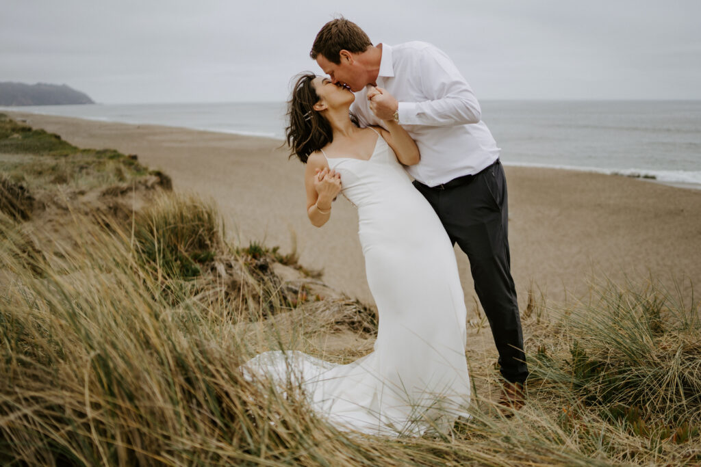 point reyes eloping couple on beach