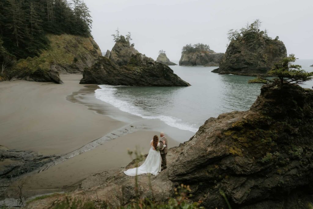 redwood elopement sunset on the beach