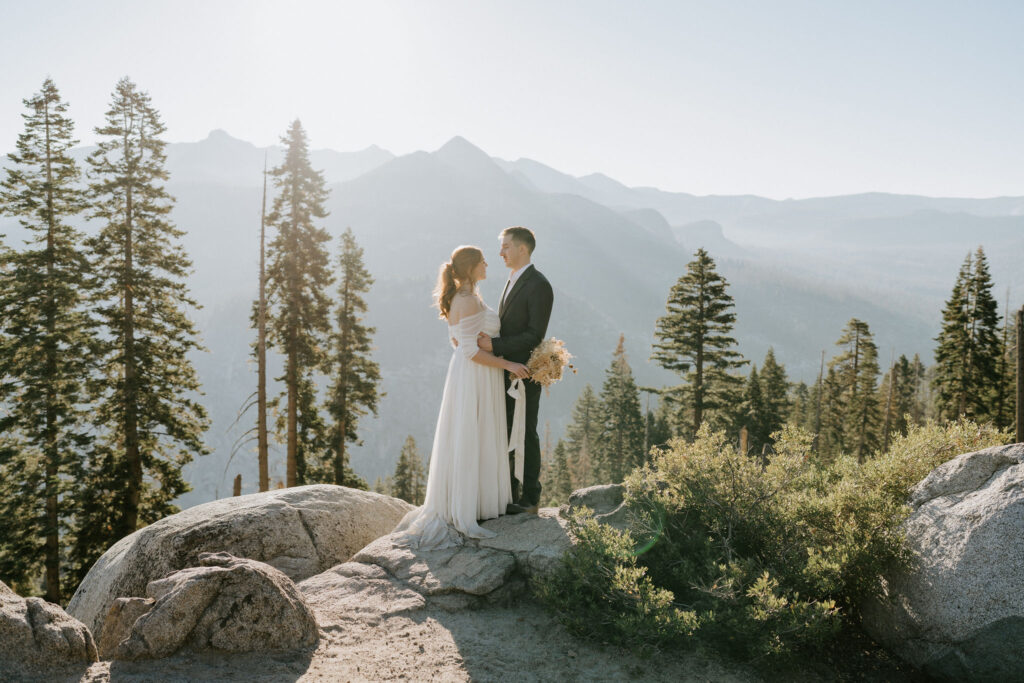 yosemite eloping couple at sunrise