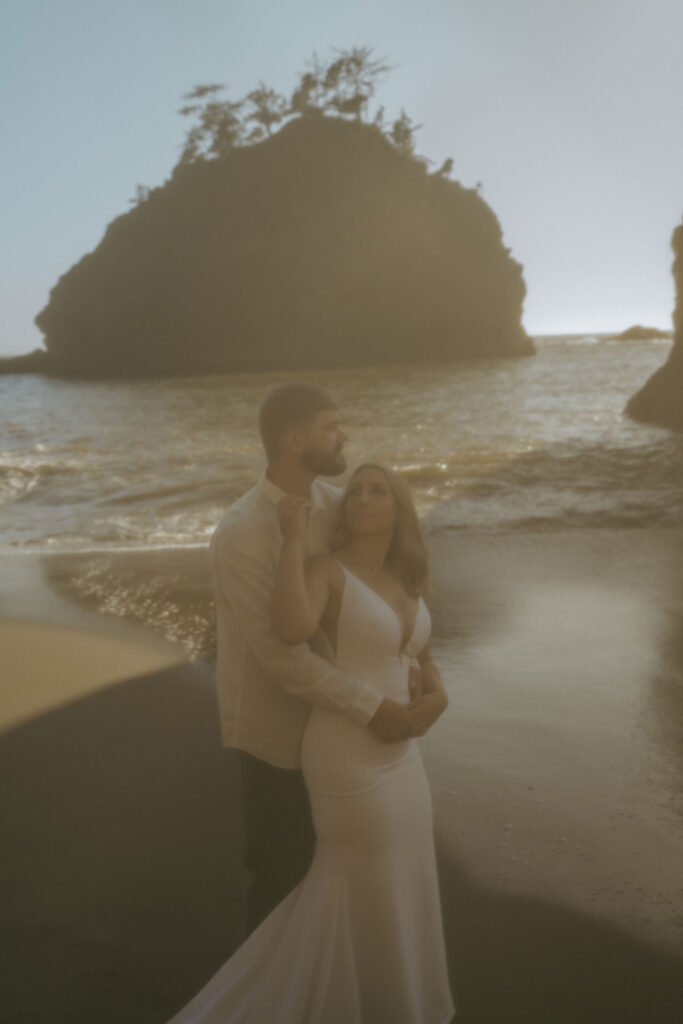 adventure elopement couple on the beach