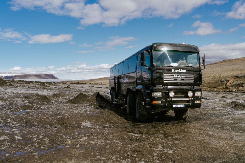 super jeep on glacier in iceland