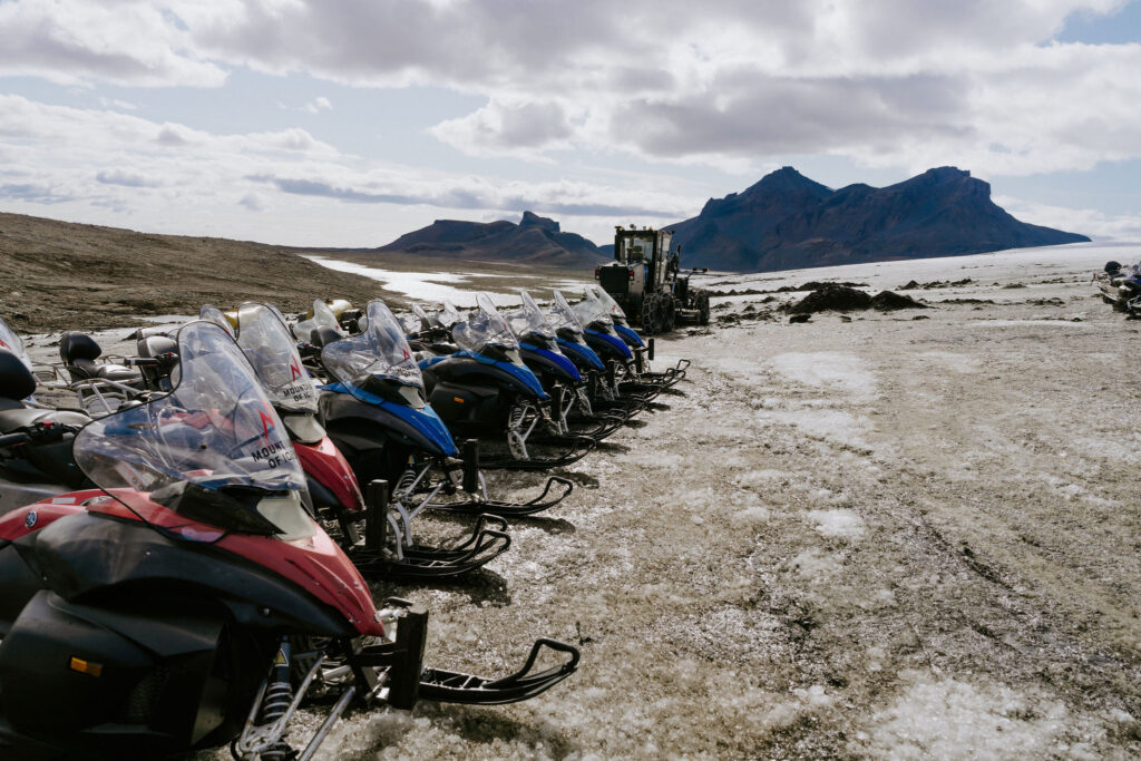 snowmobile in iceland on glacier