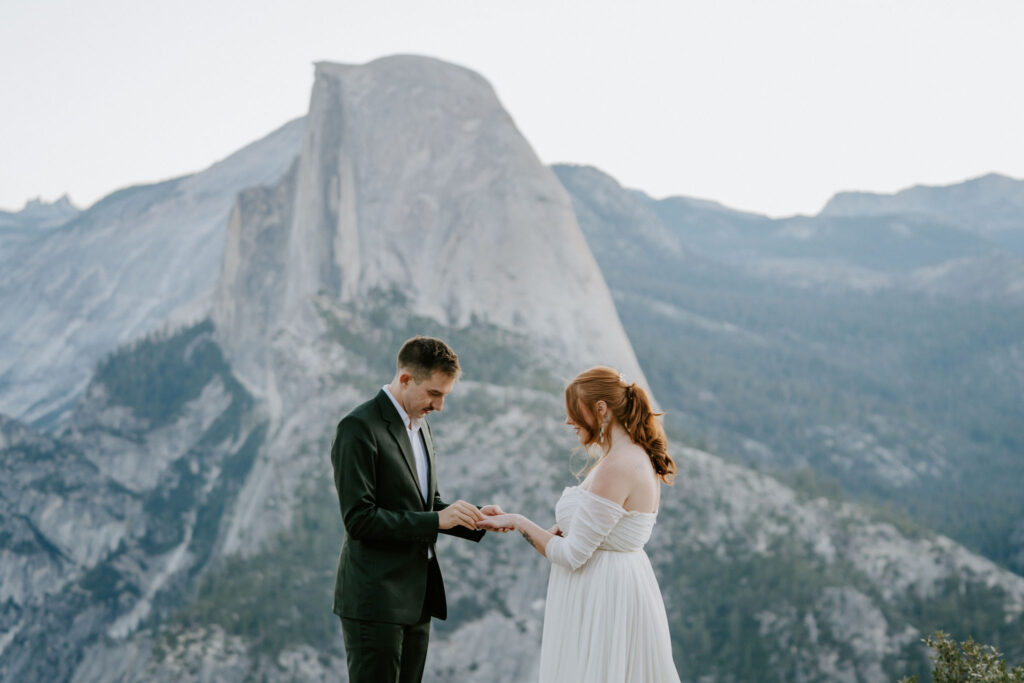 Elopement ceremony at Glacier Point in Yosemite