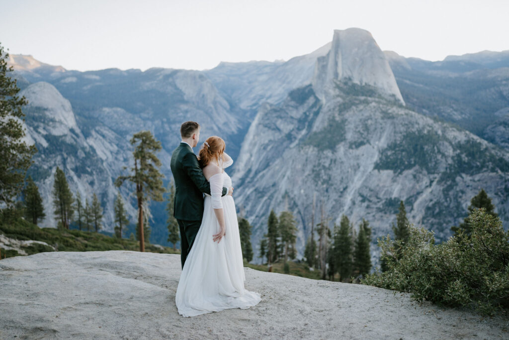 wedding portraits at Glacier Point in Yosemite