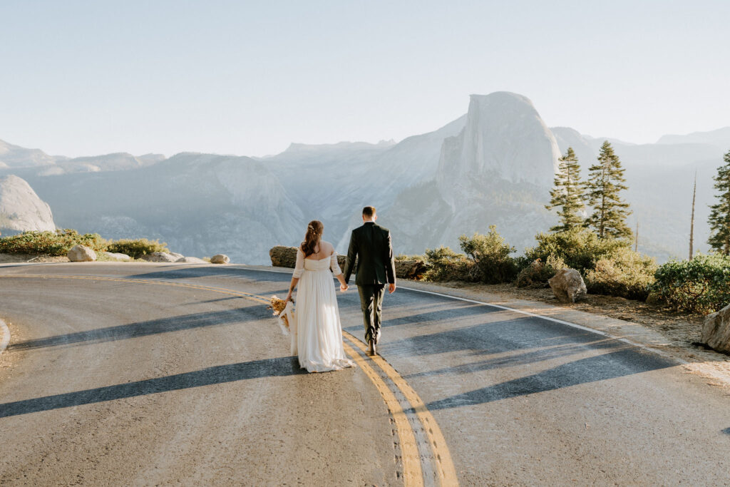 adventure elopement morning at Glacier Point Road