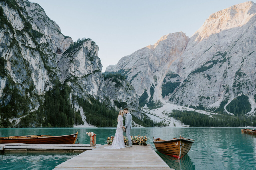 lago di braies, dolomites elopement ceremony