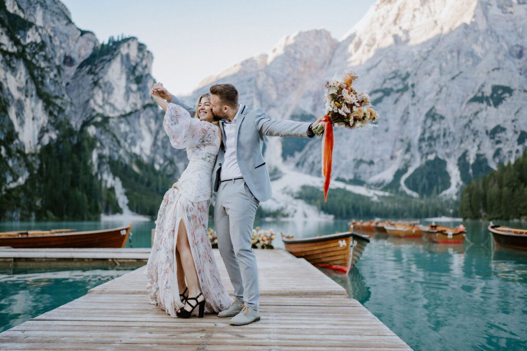 lago di braies, dolomites elopement ceremony