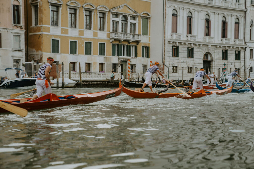 venice canal and gondolas