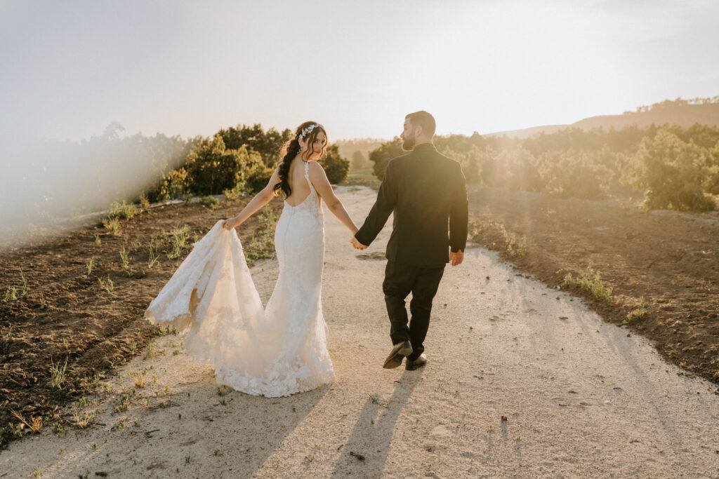 bride and groom portraits at a vineyard during their southern california elopement