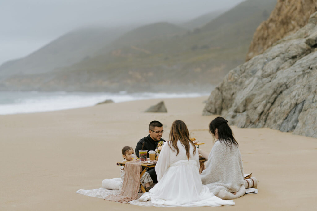 beach elopement picnic in Big Sur