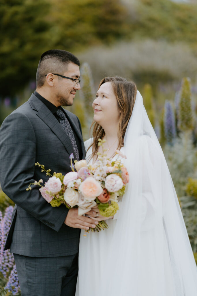 bride and groom at the Bixby Bridge in Big Sur