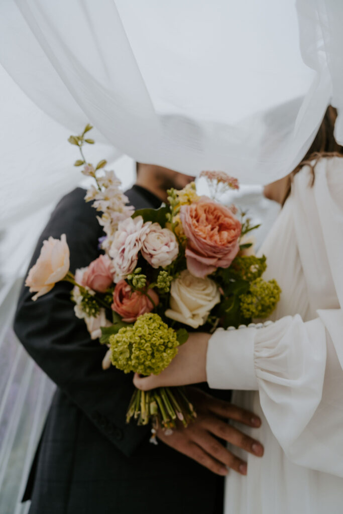 bride and groom under the veil