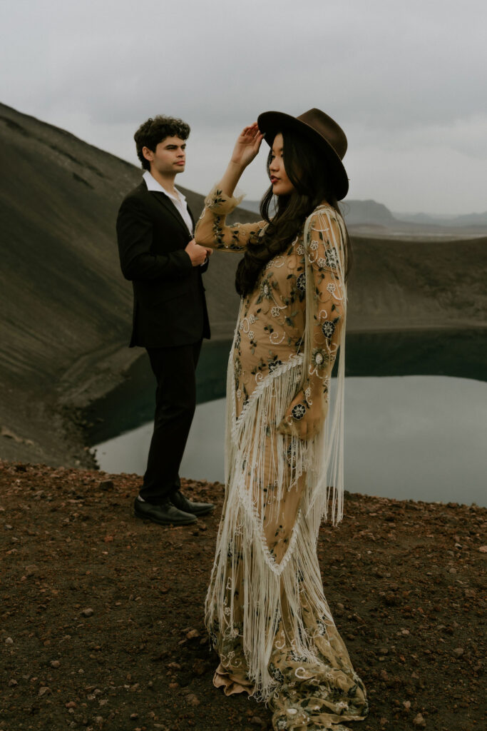 romantic western inspired elopement at Landmannalaugar, Iceland