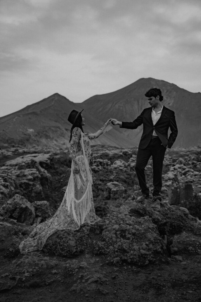 romantic western inspired elopement at Landmannalaugar, Iceland