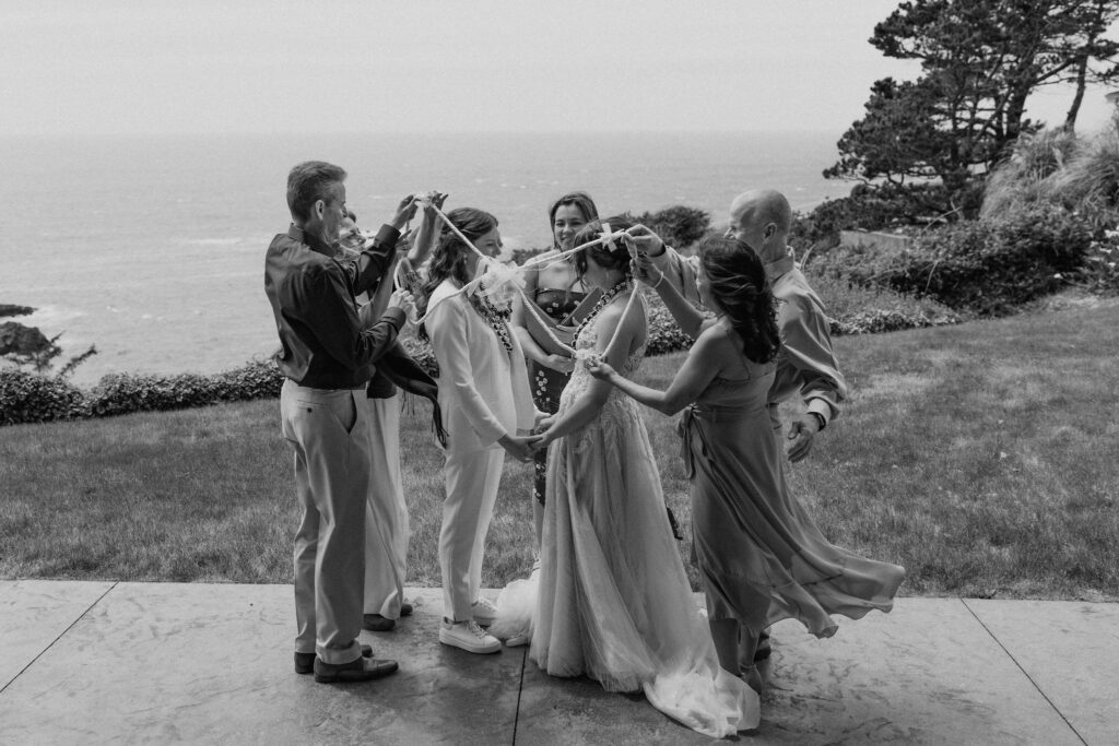 intimate elopement ceremony  surrounded by closest family