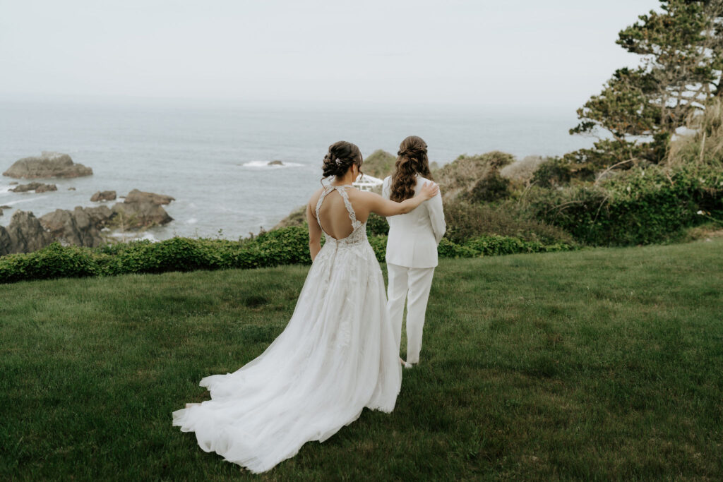 emotional and candid first look moments overlooking the ocean