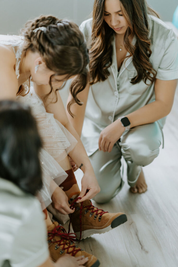 bride getting ready for the elopement day