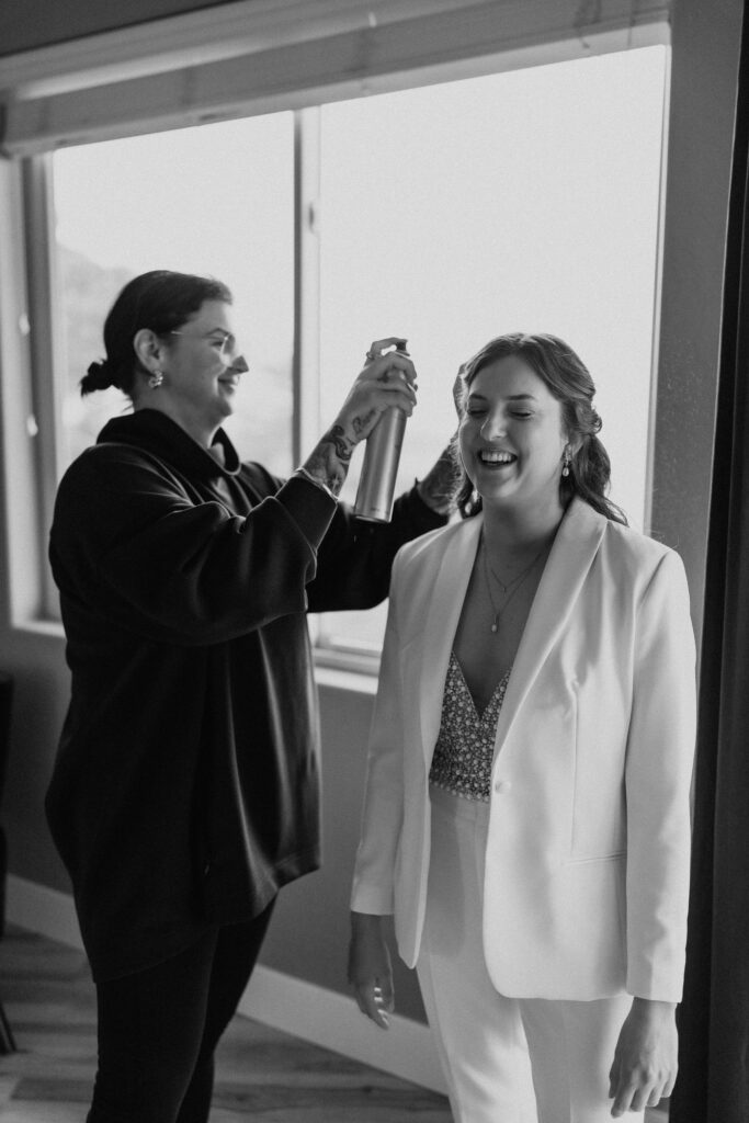 bride getting ready for the elopement day