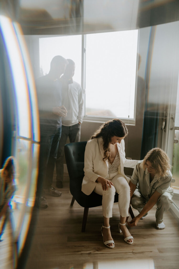 bride getting ready for the elopement day