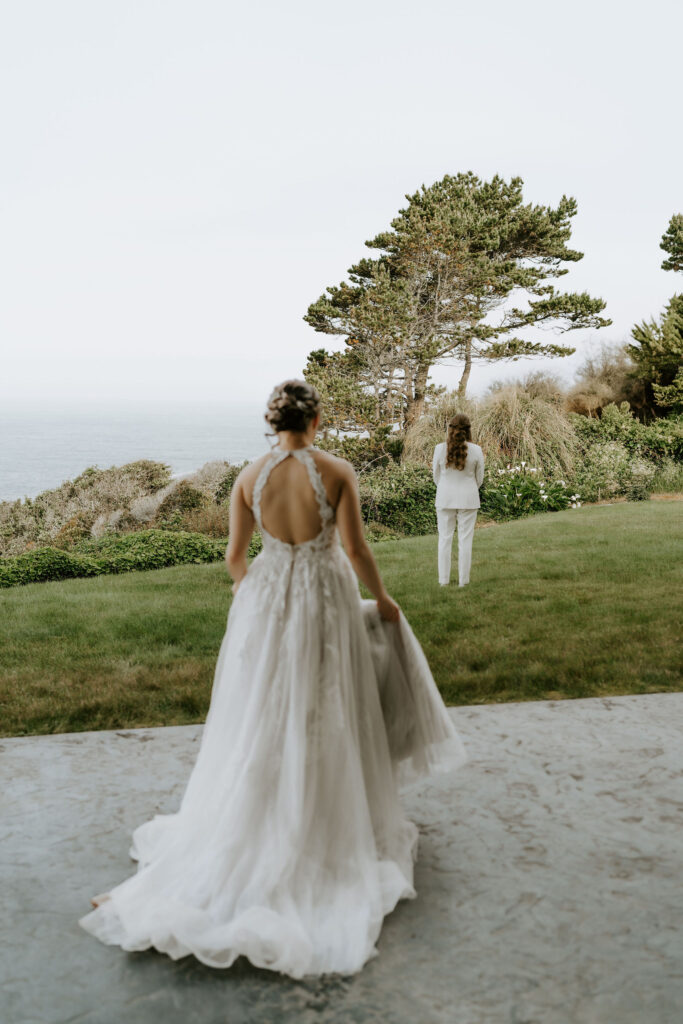 emotional and candid first look moments overlooking the ocean
