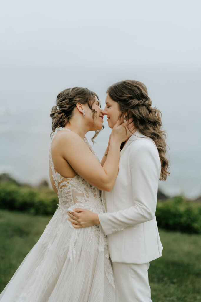 emotional and candid first look moments overlooking the ocean