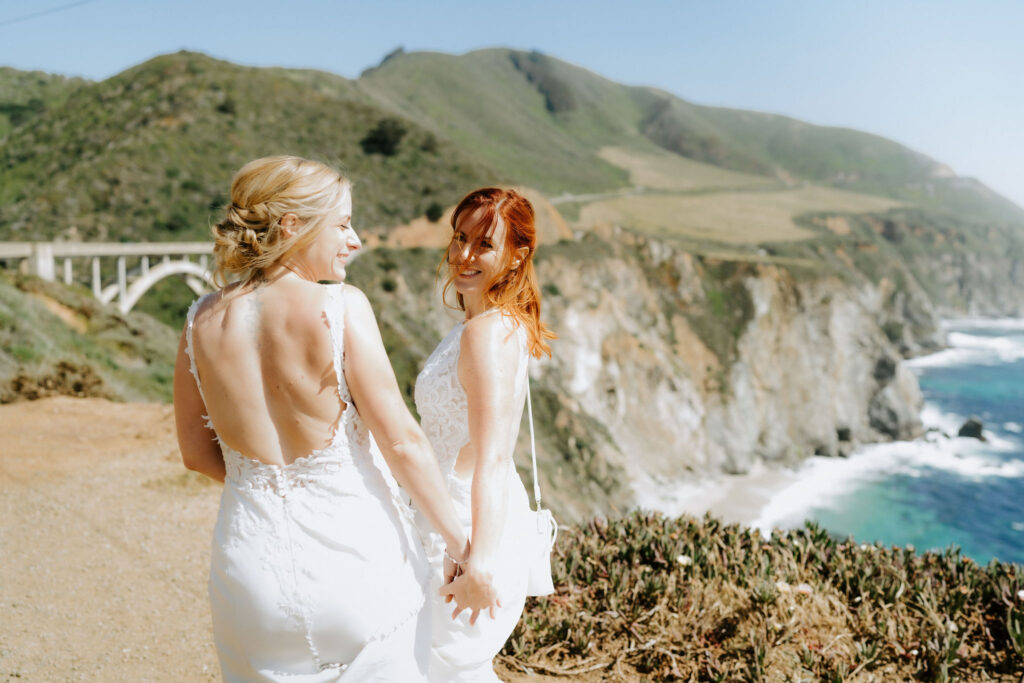 sweet elopement couple at bixby bridge in big sur