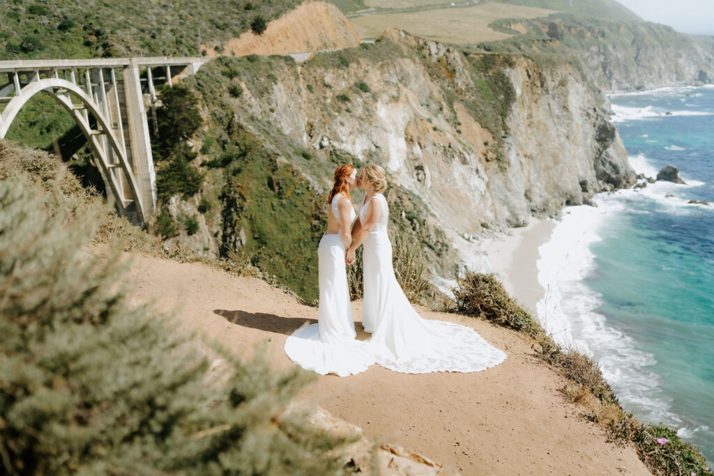 lgbtq couple adventurous Big Sur elopement in California
