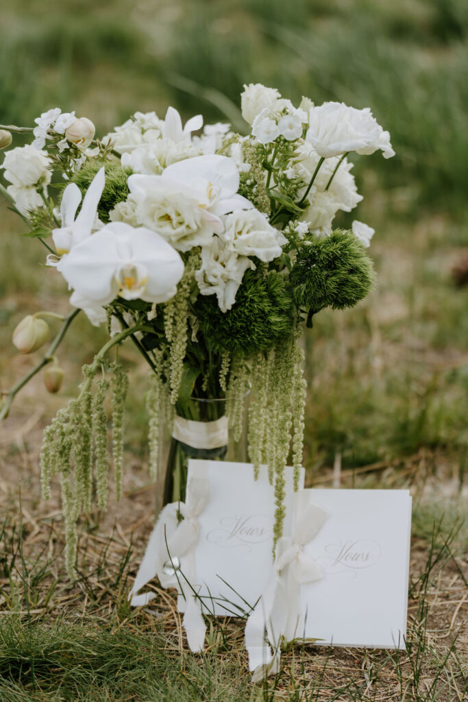 elopement bouquet and vow books