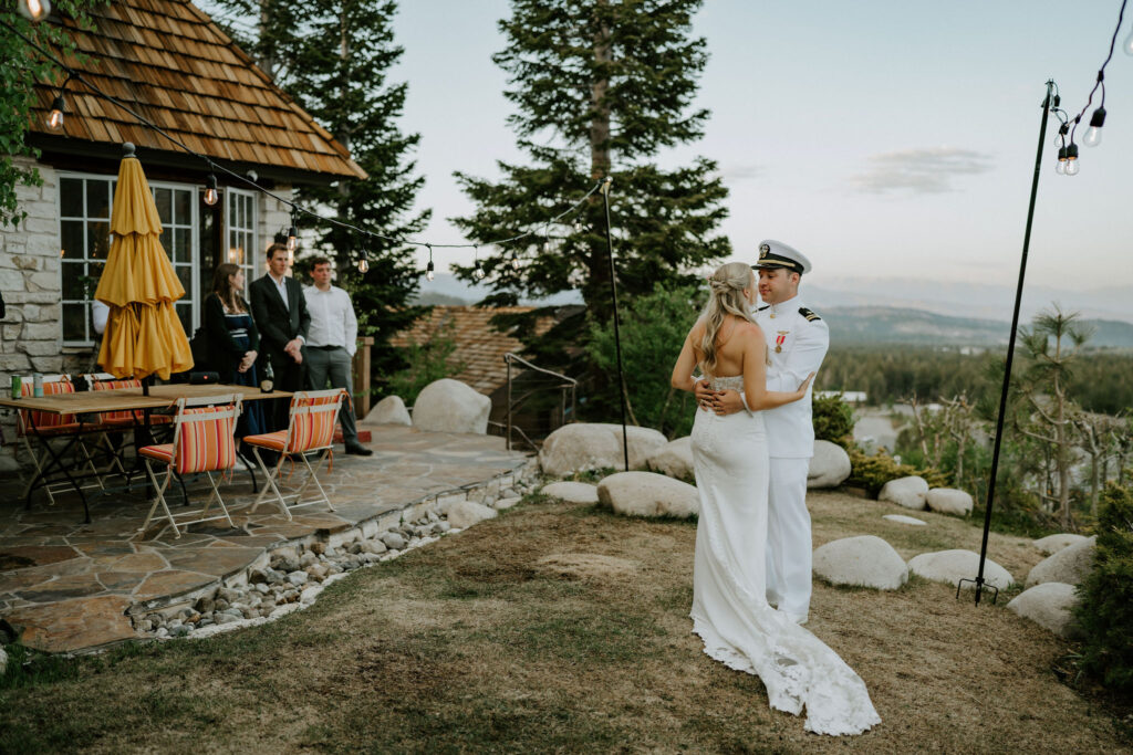 bride and groom first dance at their vrbo