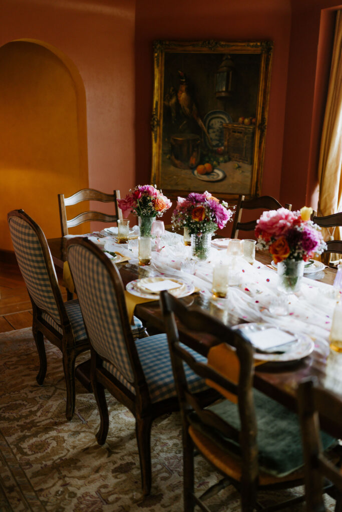 intimate reception set up at the vrbo in mammoth lakes