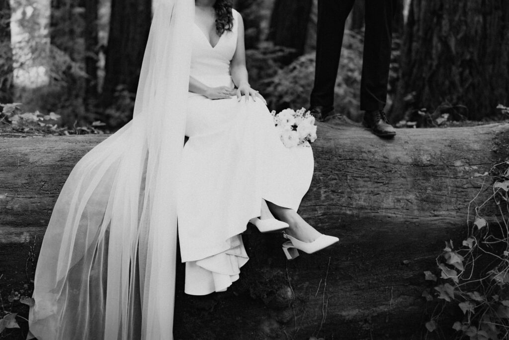 artistic portrait in redwoods during glen oaks big sur elopement