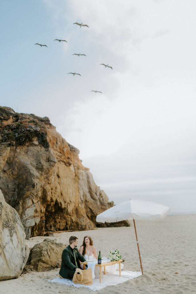 beach elopement picnic in big sur