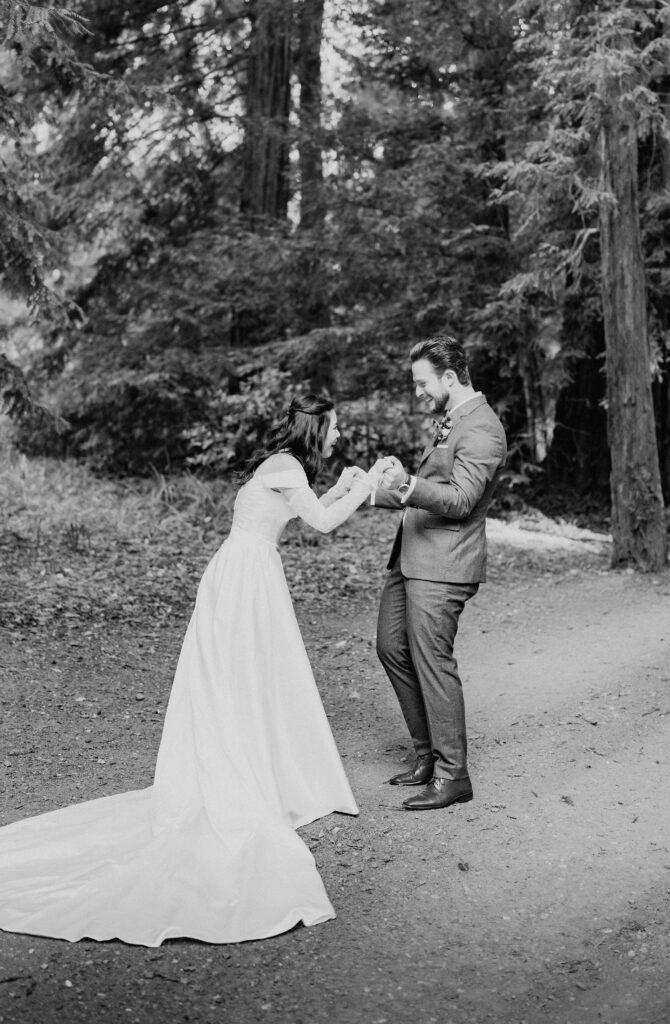 sweet first look surrounded by big sur redwoods