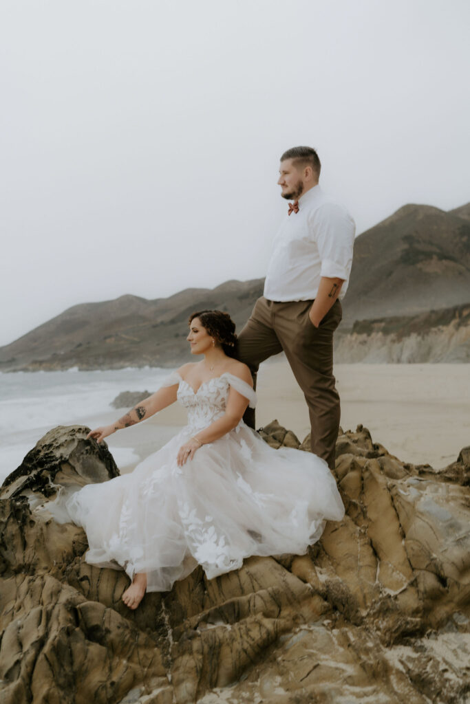 bride and groom at garrapata beach