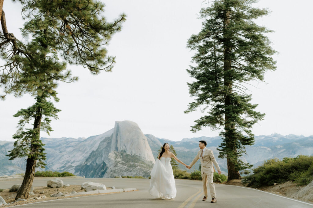 fun bridal portraits in yosemite national park