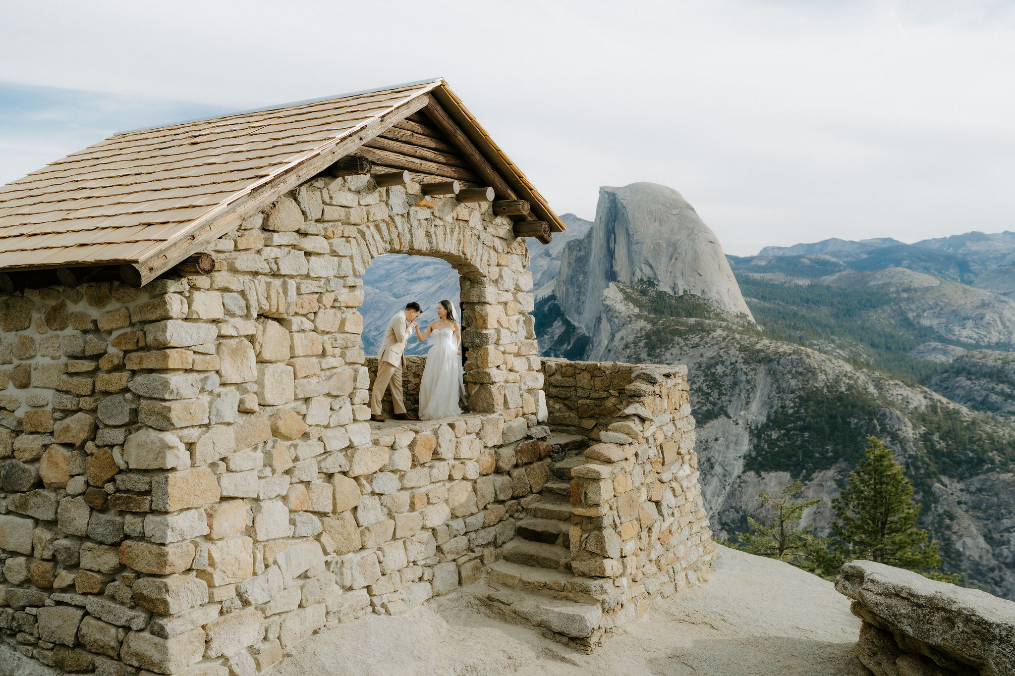 cute portrait of the newlyweds holding hands