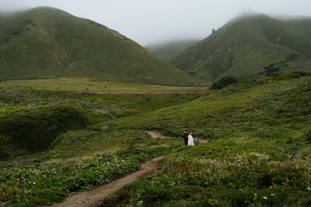 bride and groom at their dream mendocino elopement