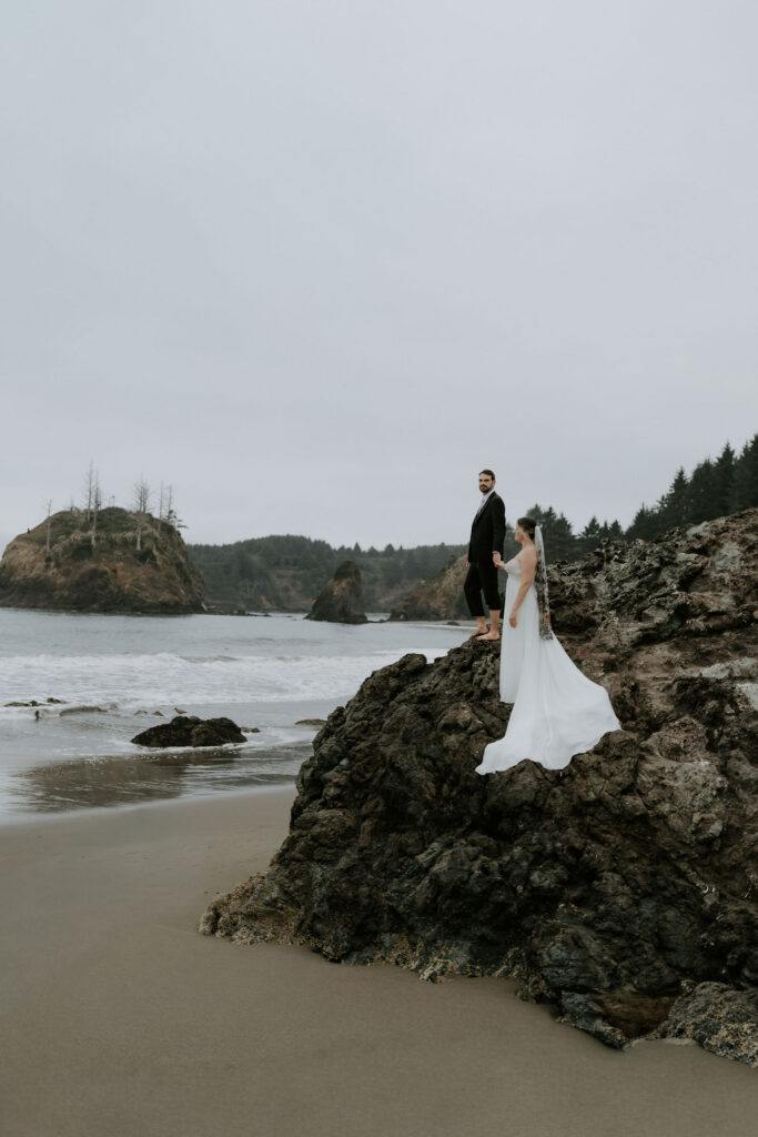 cute picture of the bride and groom at their dream redwoods elopement 