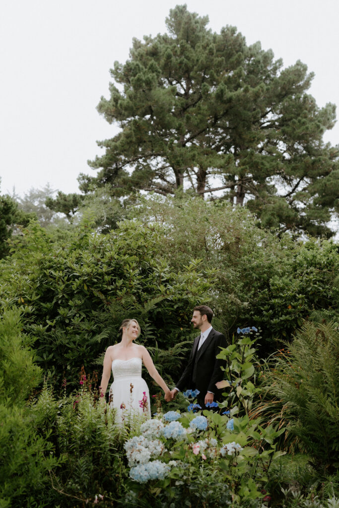 cute picture of the bride and groom smiling at each other