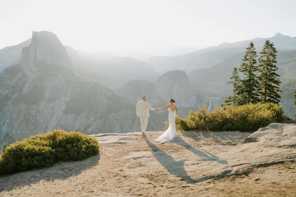Yosemite elopement at sunrise at Glacier Point