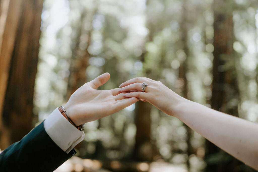 picture of the bride and groom holding hands