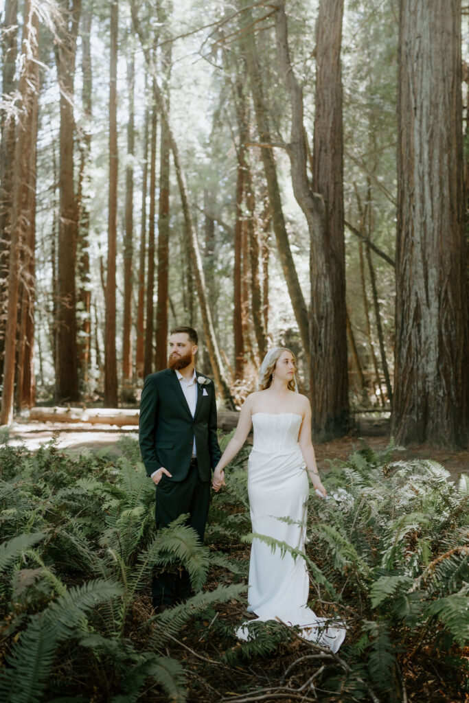 beautiful picture of the newlyweds holding hands